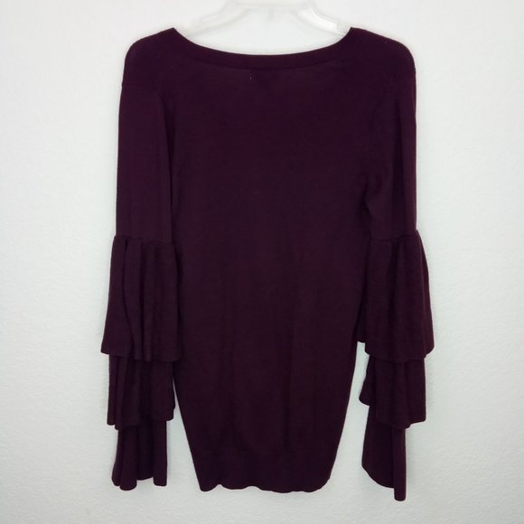 Chelsea28 Maroon Tier Ruffled Sleeve Sweater S - Picture 12 of 14